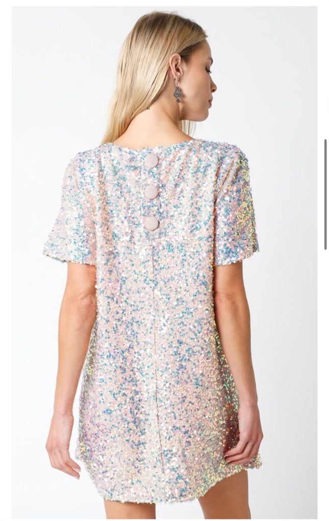 Olivaceous Sequin T-Shirt Dress – Belle Boutique OC