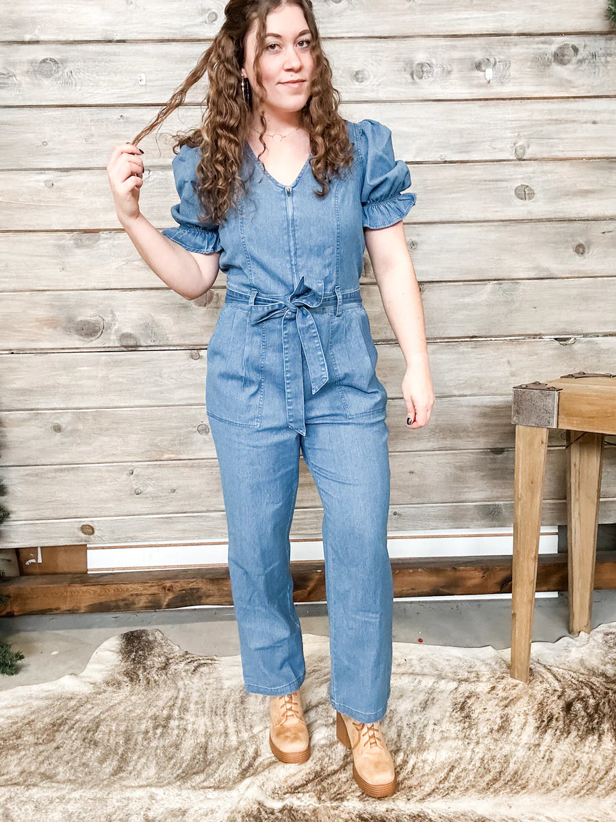 Skies are Blue Washed Denim Sleeve Jumpsuit – Belle Boutique OC