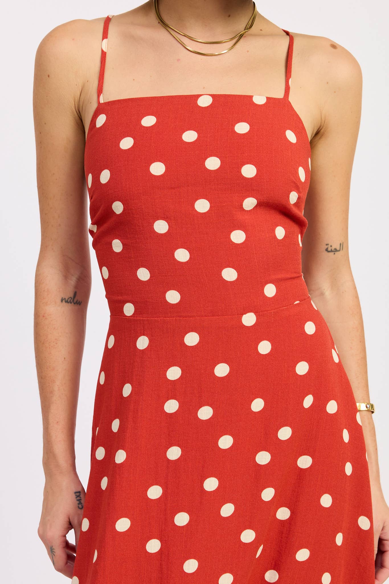 Emory Park Red With White Polka Dots Maxi Dress
