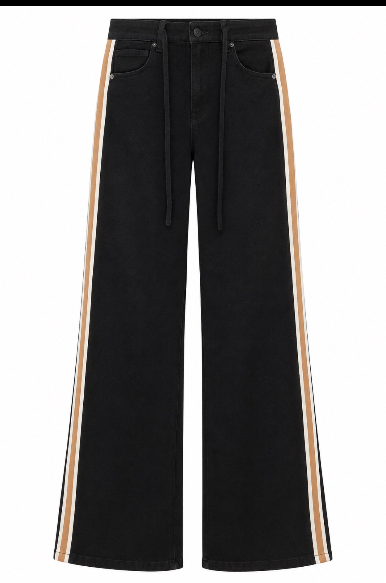 Yoga Jeans Wide Leg with Stripe - Black