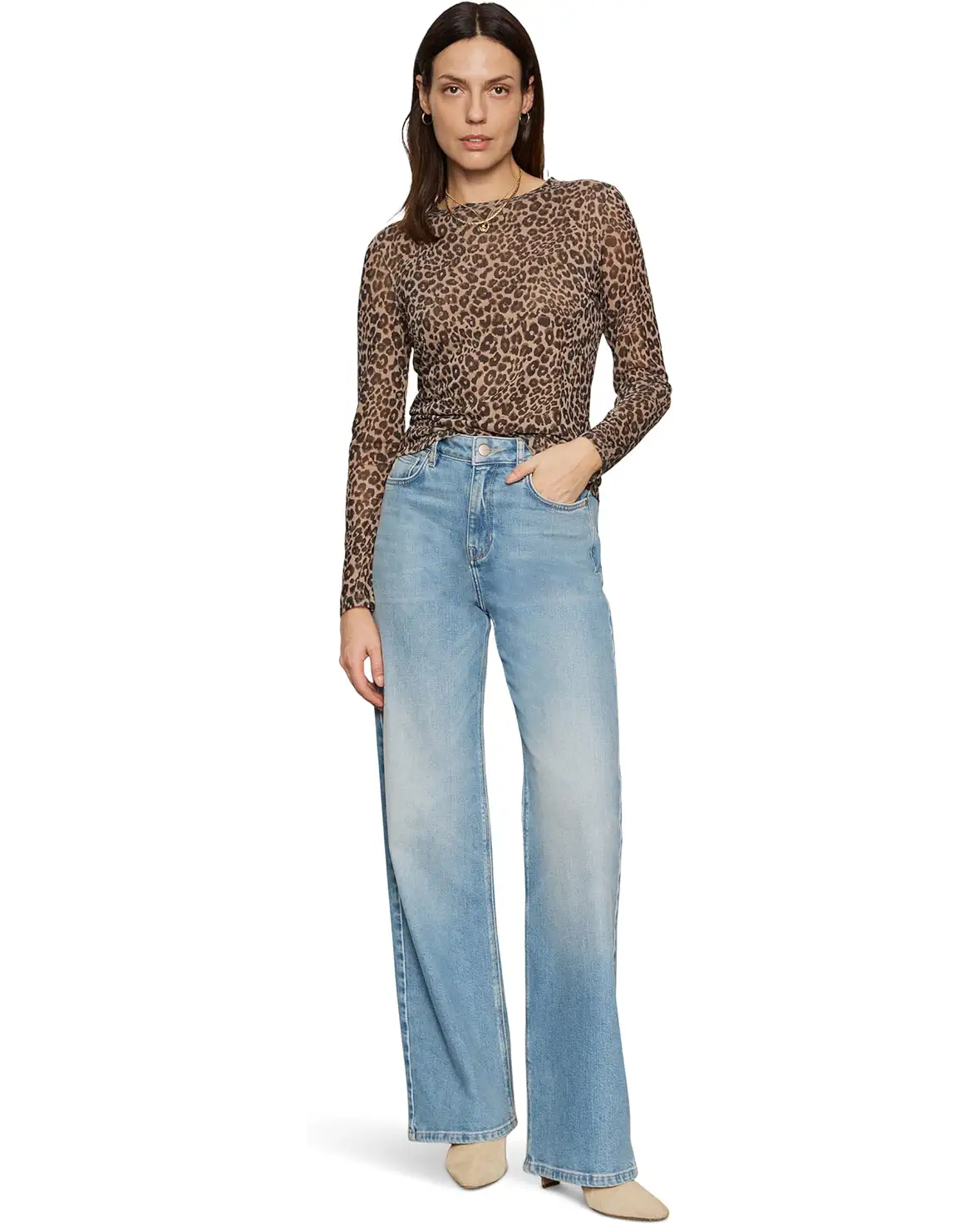 Sanctuary L/S Perfect Mesh Tee-Leopard