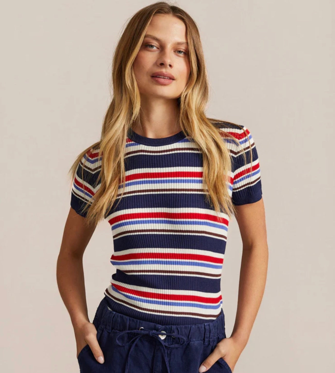 Bella Dahl Fitted Crew Seaside Stripe Tee