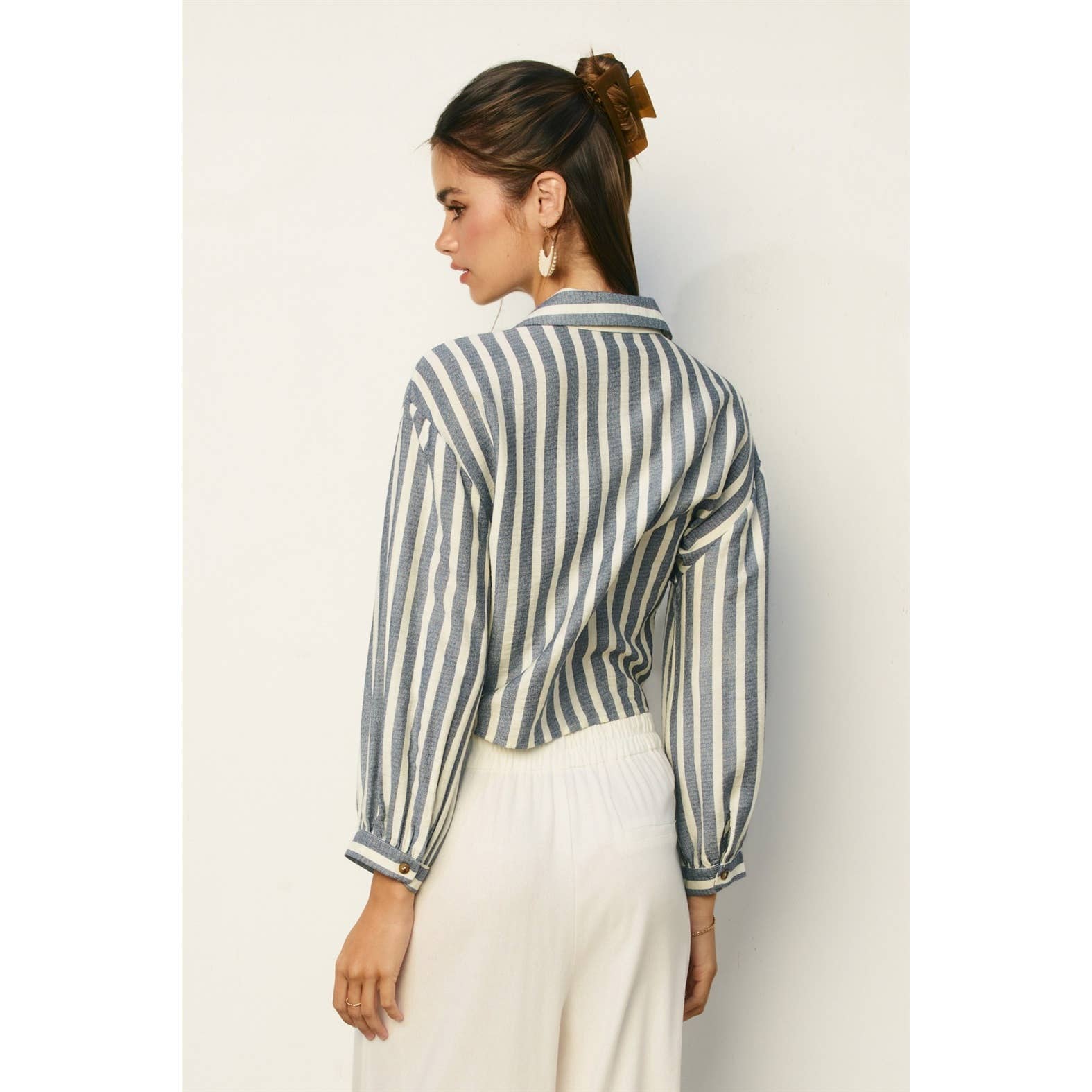 Dress Forum Nautical Stripe Knot Front Shirt