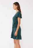 Lovestitch Teal Flutter Sleeve Wrap Mini Dress