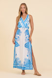 Surf Gypsy Mykonos Border Print Maxi