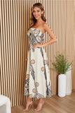 Milio Milano Wide Leg Daisy Print Strapless Jumpsuit