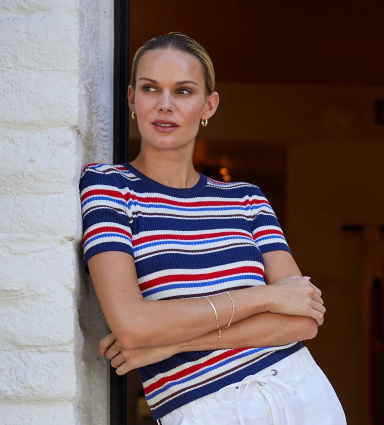 Bella Dahl Fitted Crew Seaside Stripe Tee