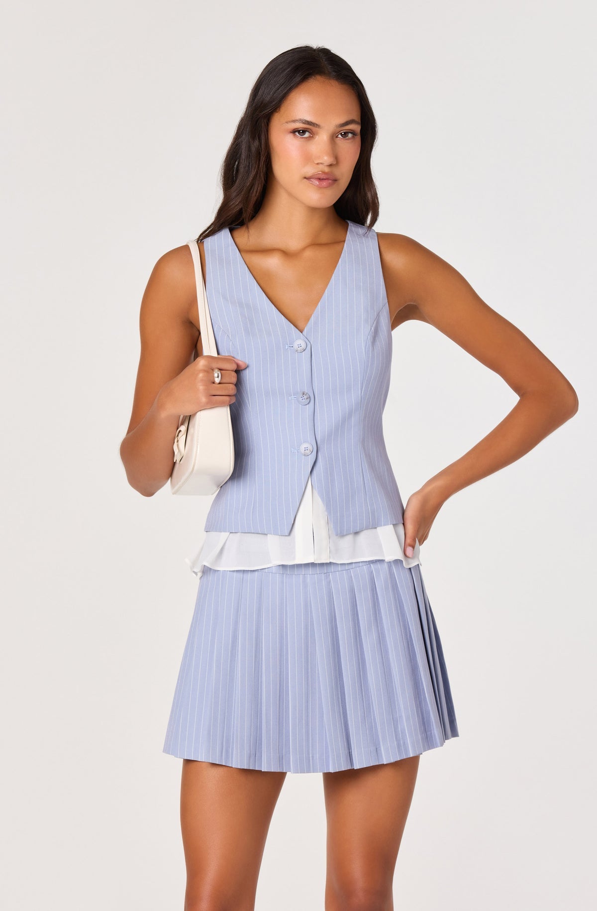 ASTR Hina Striped Pleated Skirt