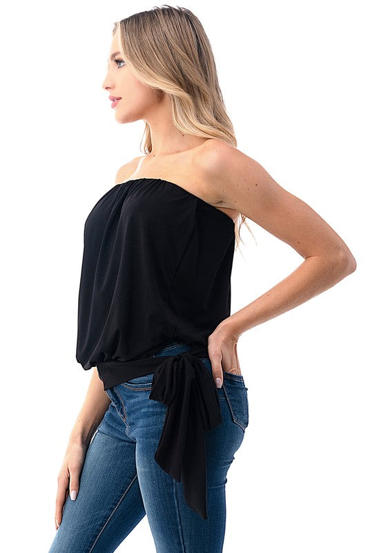 Ariella Solid Tube Top w/ Tie