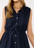 Lovestitch Navy Eyelet Button Down Dress