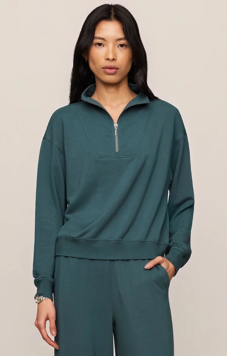 Z Supply Gate Check Modal Sweatshirt - Emerald