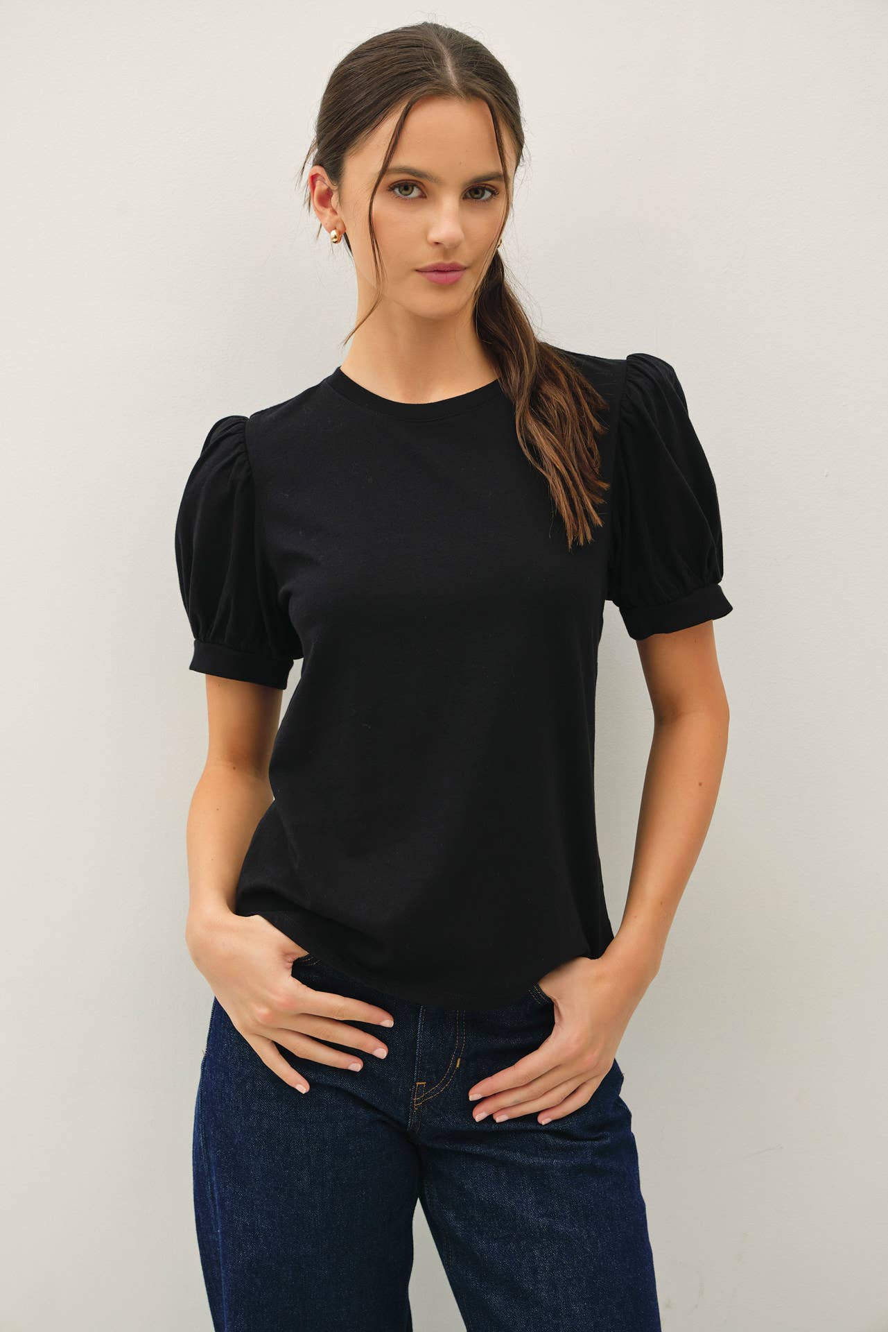 COTTON JERSEY PUFF SLEEVE T-SHIRTS