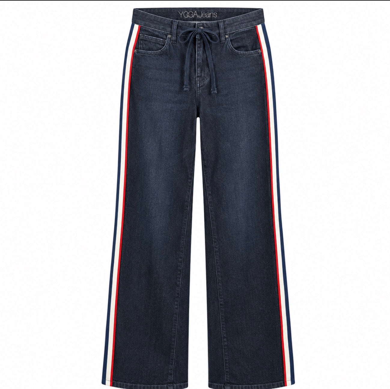 Yoga Jeans Wide Leg with Stripe - Dark Blue