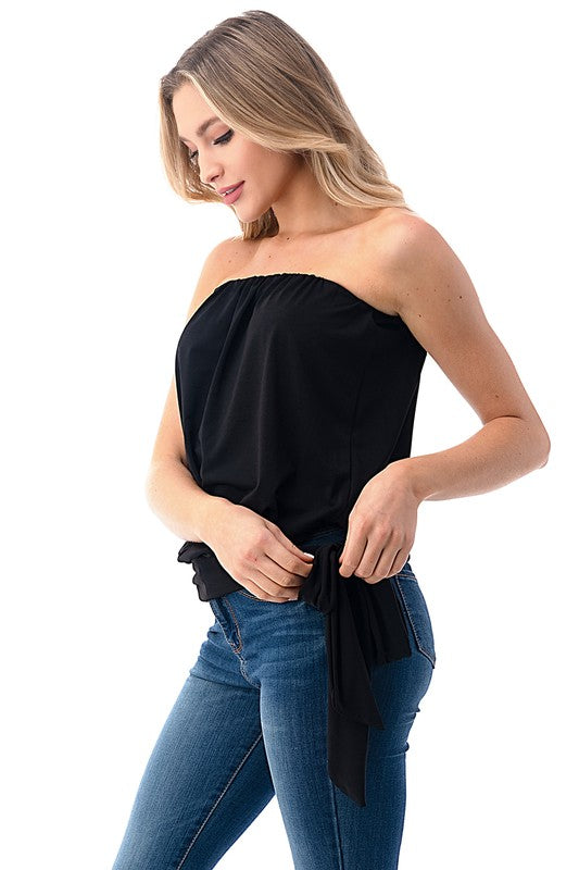 Ariella Solid Tube Top w/ Tie