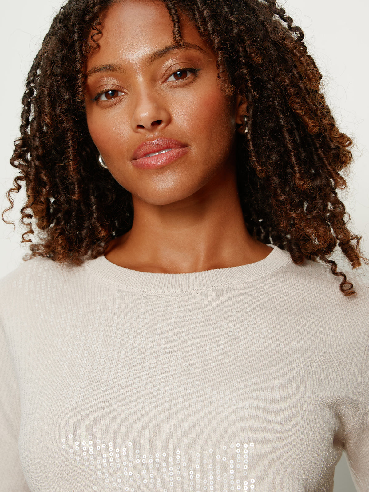 Sanctuary Sparkle Sequin Sweater-Mother of Pearl