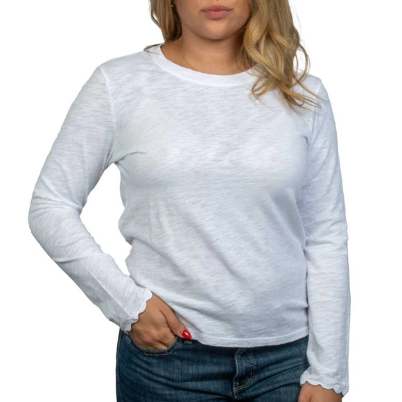 Dylan Rik-Rac L/S Soft Cotton Slub -white