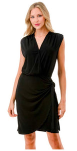 Ariella Black Faux Wrap Dress
