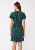 Lovestitch Teal Flutter Sleeve Wrap Mini Dress