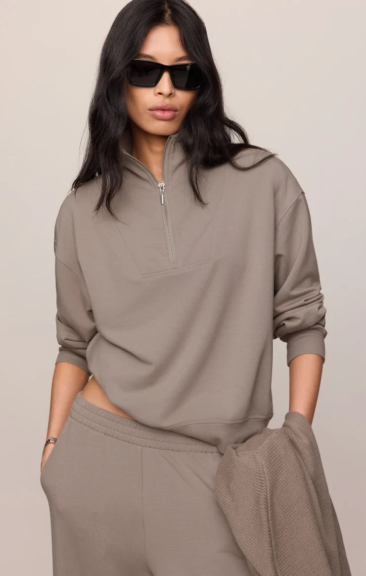 Z Supply Gate Check Modal Sweatshirt - Taupe