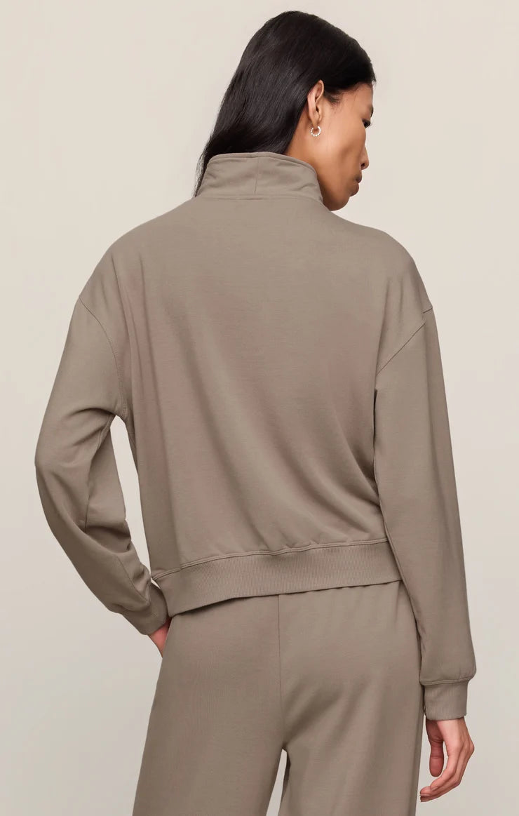Z Supply Gate Check Modal Sweatshirt - Taupe