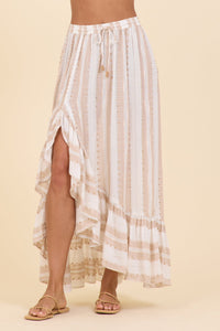 Surf Gypsy Natural Stripe Lurex Maxi Skirt