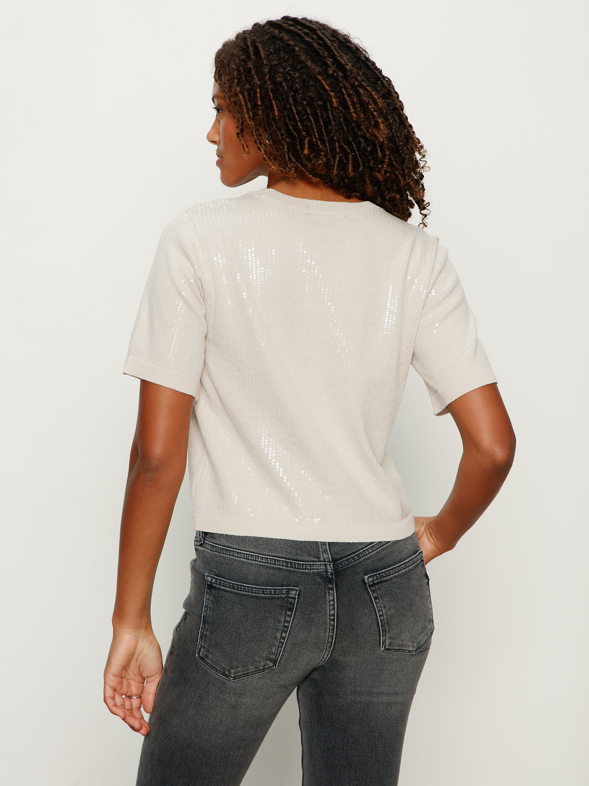 Sanctuary Sparkle Sequin Sweater-Mother of Pearl