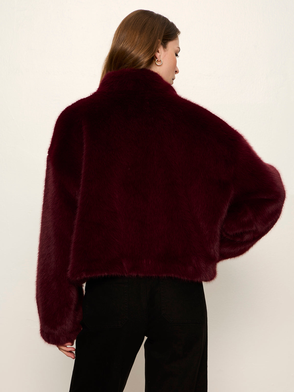 Sanctuary Everest Bomber Fur Jacket - Bordeaux
