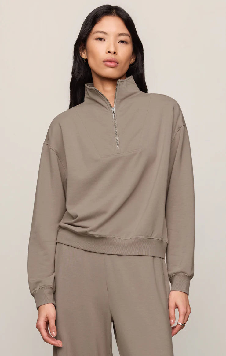 Z Supply Gate Check Modal Sweatshirt - Taupe