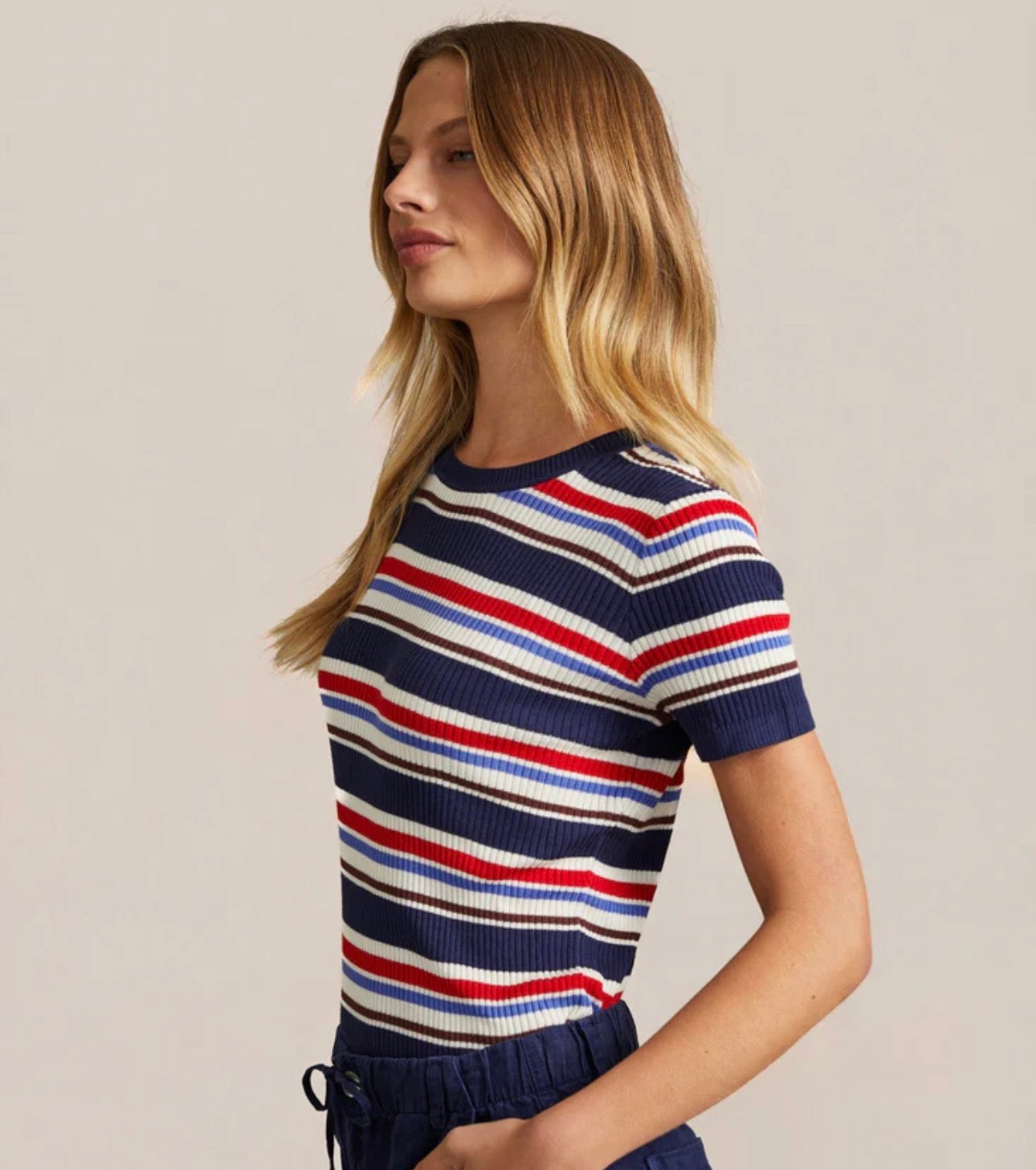 Bella Dahl Fitted Crew Seaside Stripe Tee