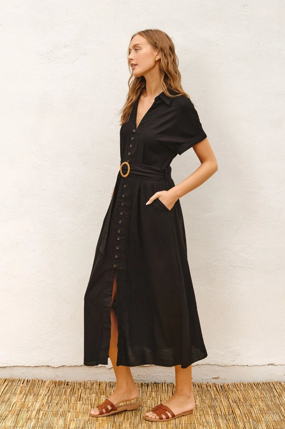 Dress Forum Black Belted Midi Dress