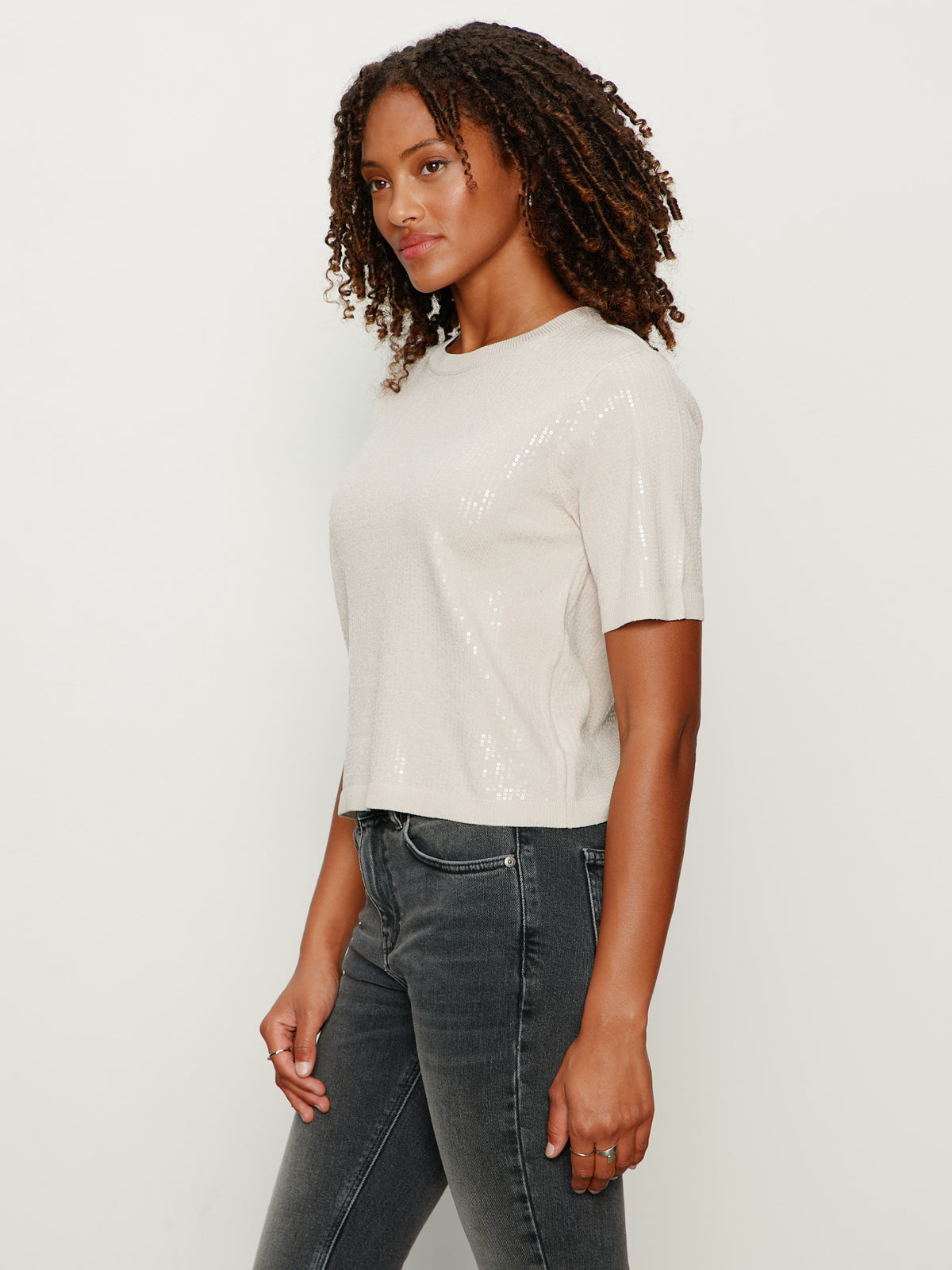 Sanctuary Sparkle Sequin Sweater-Mother of Pearl