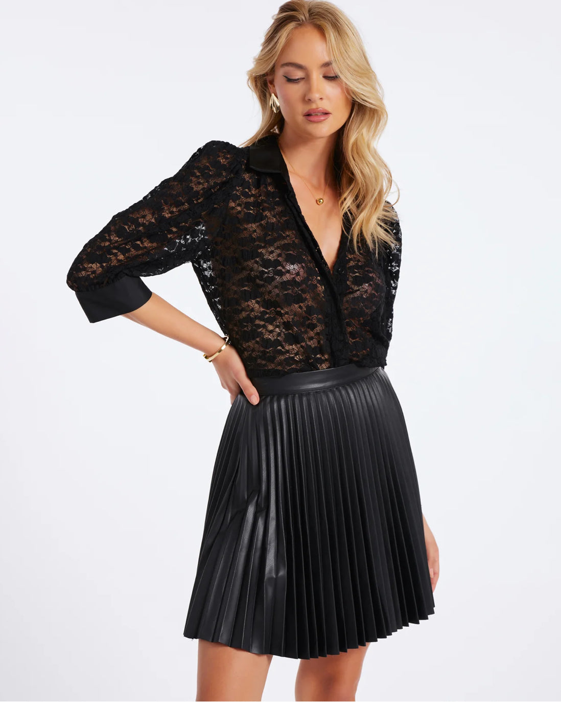 Bishop+Young Nouvelle Faux Leather Pleated Skirt