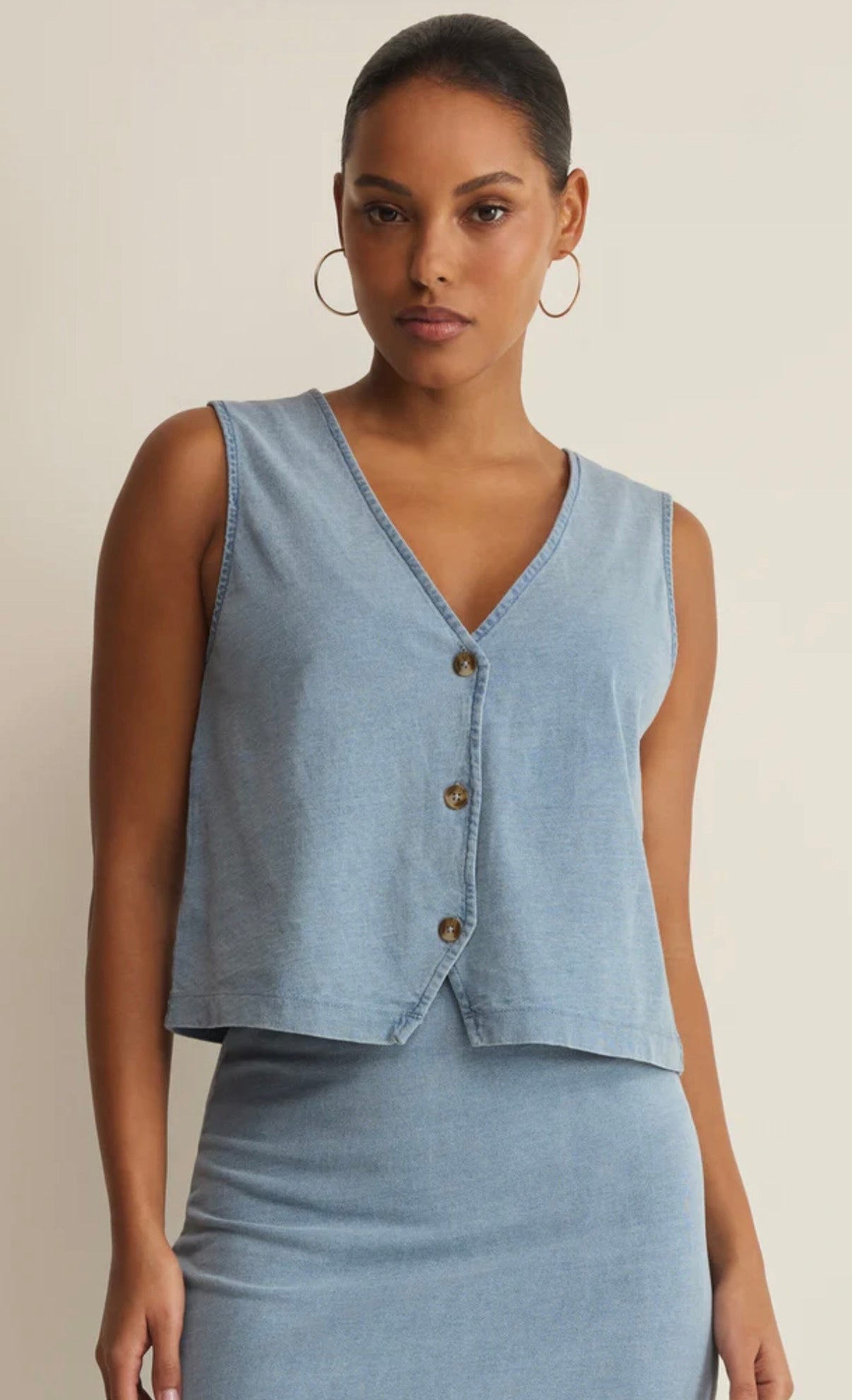 Z Supply Noelle Jersey Denim Top