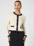 French Connection Cream Vhari Contrast Cardigan