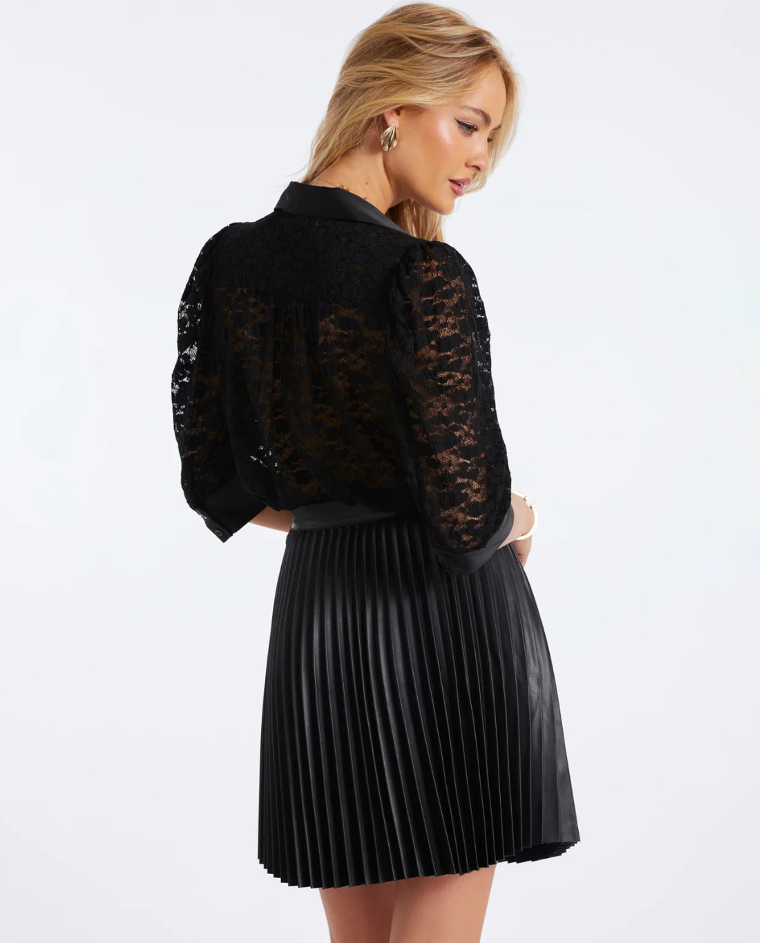 Bishop+Young Nouvelle Faux Leather Pleated Skirt