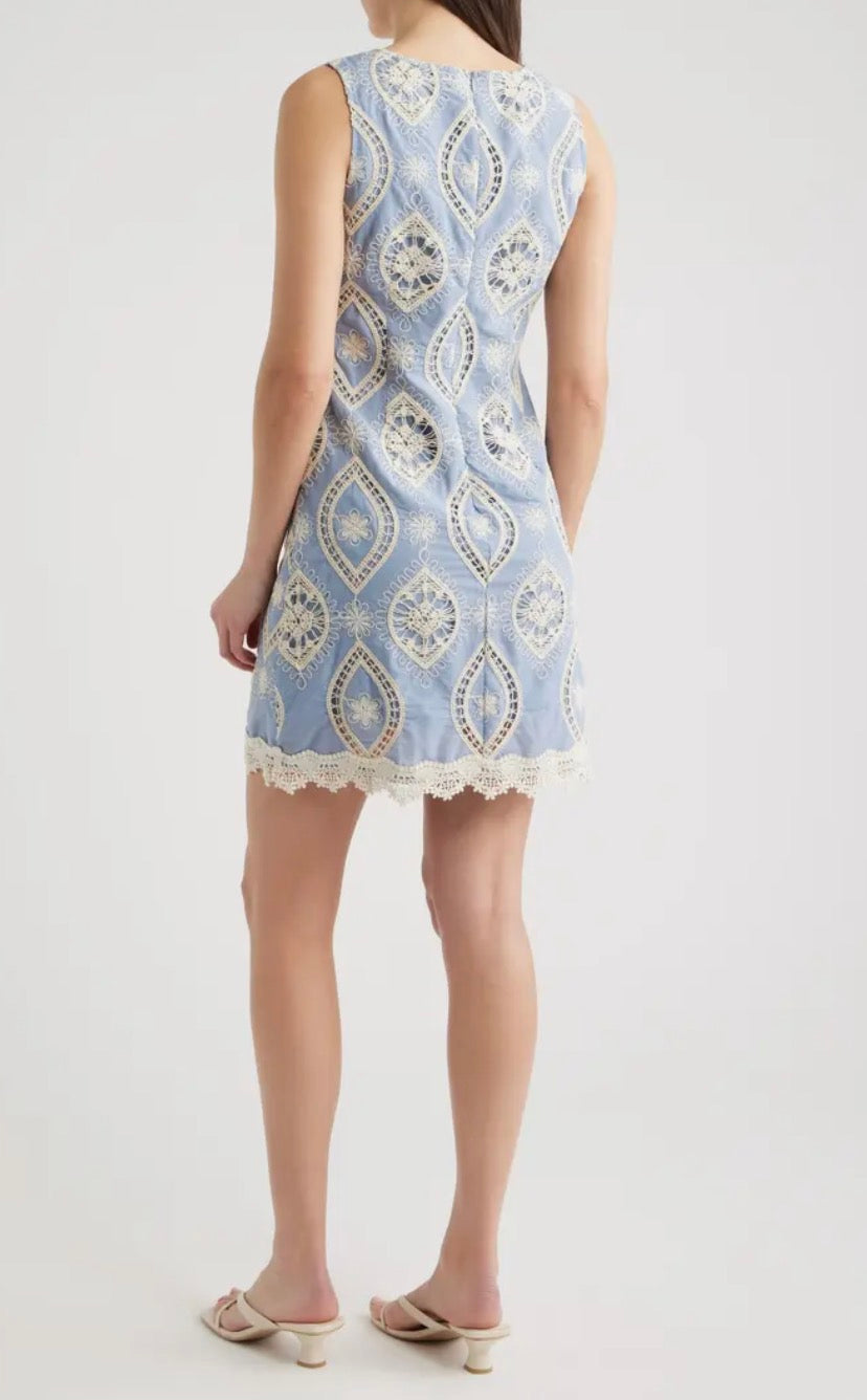 Zoe & Claire Embroidered Mini Dress