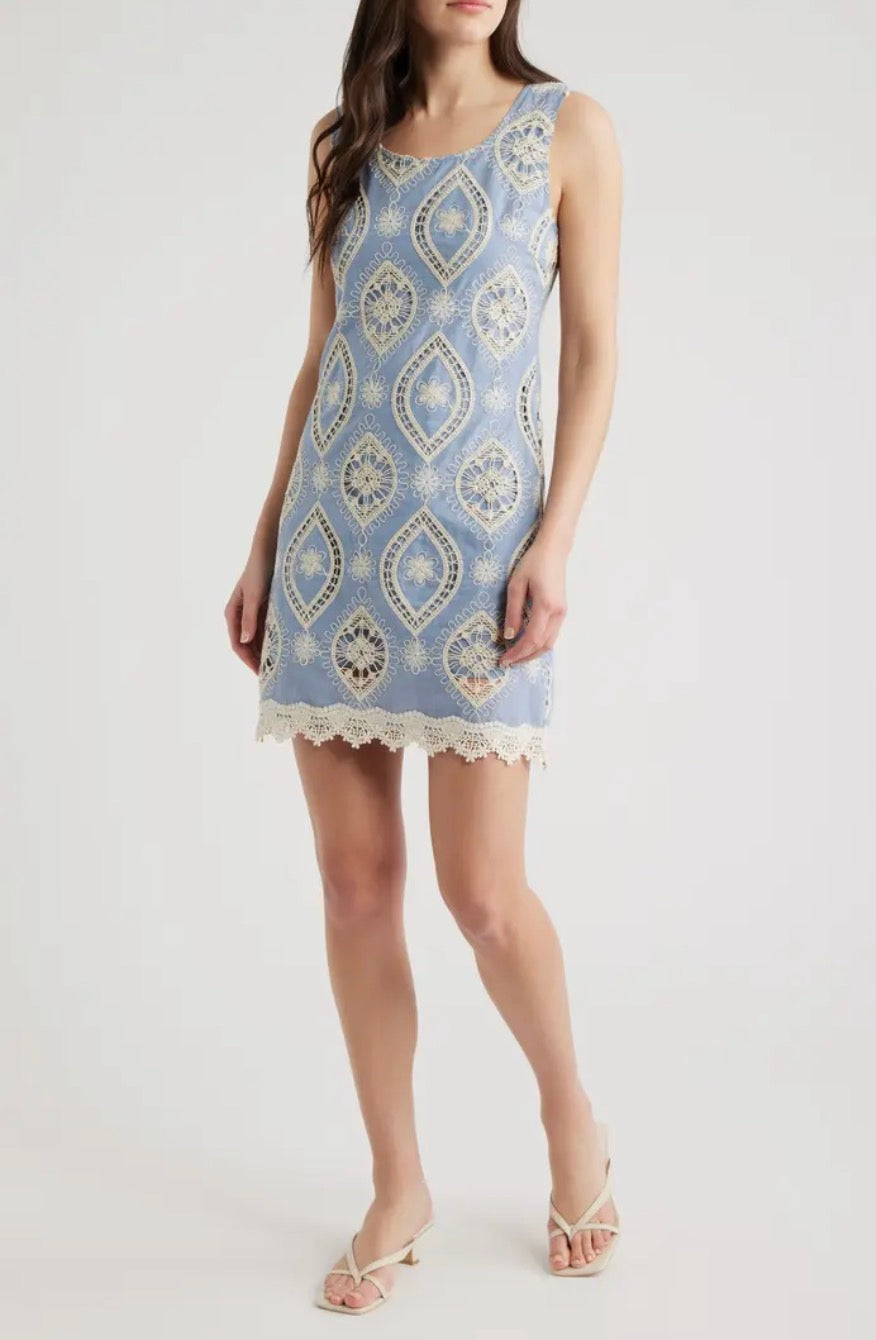 Zoe & Claire Embroidered Mini Dress
