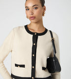 French Connection Cream Vhari Contrast Cardigan