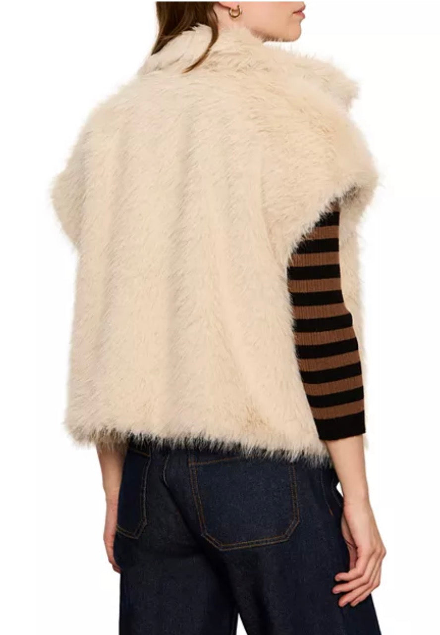 Sanctuary Silky Fur Vest - Almond Cream