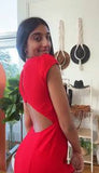 Reset Open Back Short Sleeve Red Midi Dress