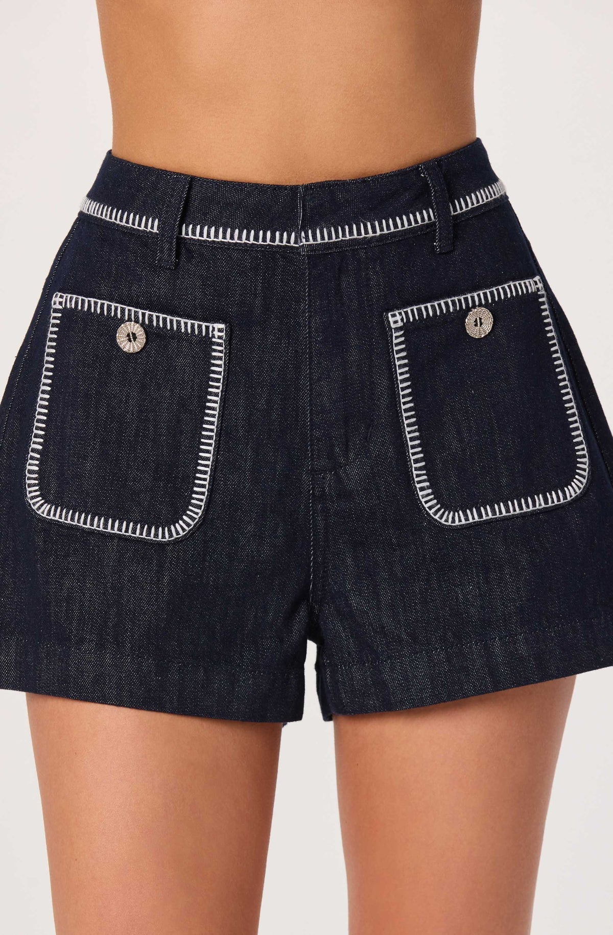 Astr Bobbie Patch Pocket Denim Shorts