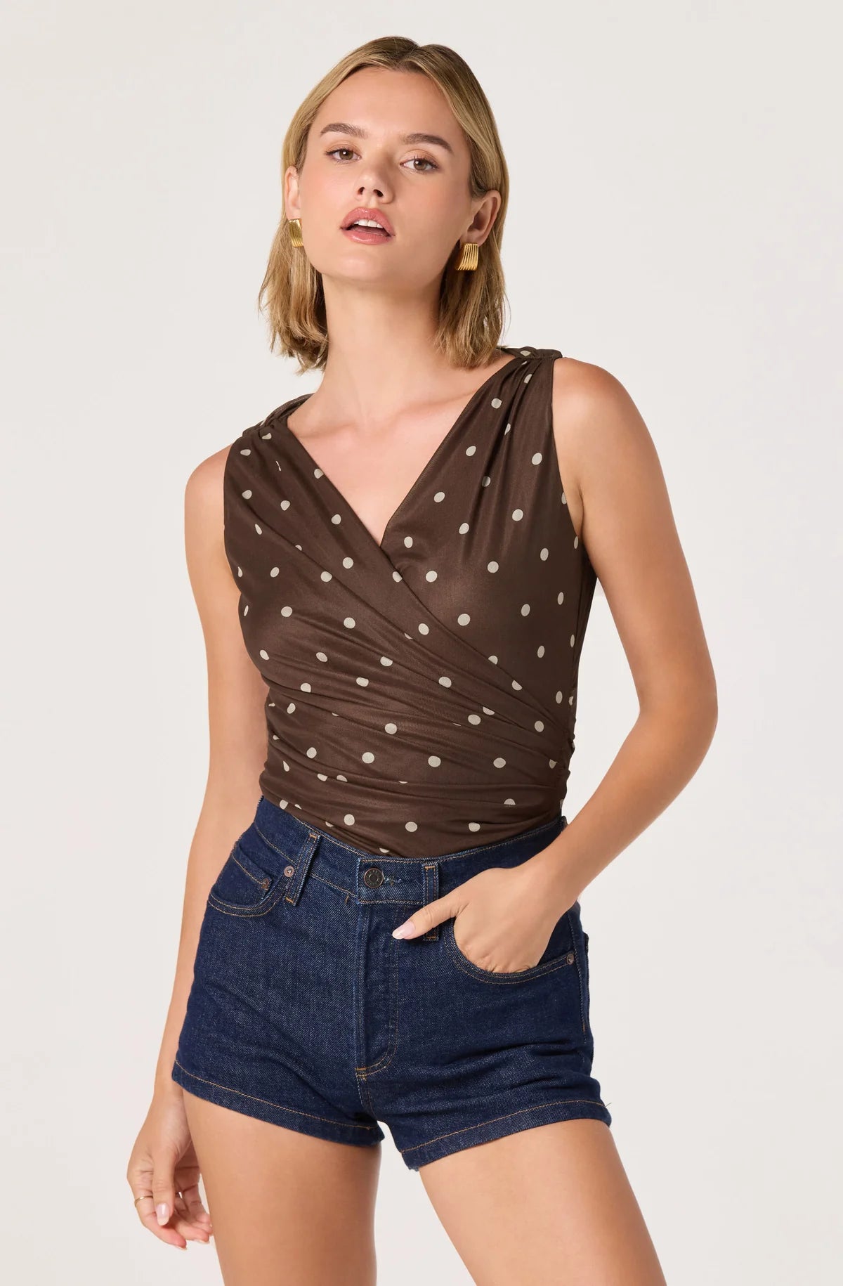 Astr Claudia Faux-Wrap Bodysuit
