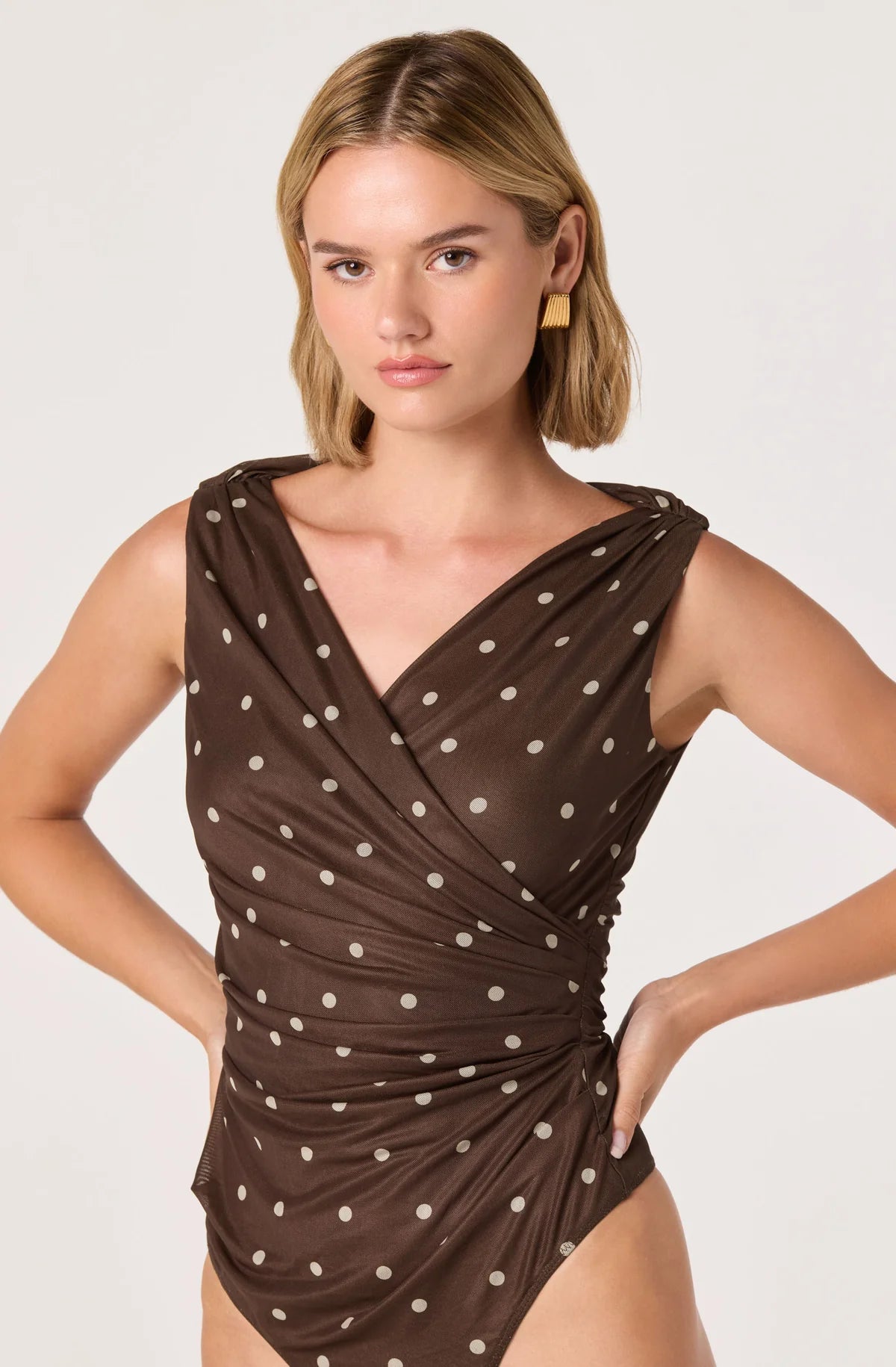 Astr Claudia Faux-Wrap Bodysuit