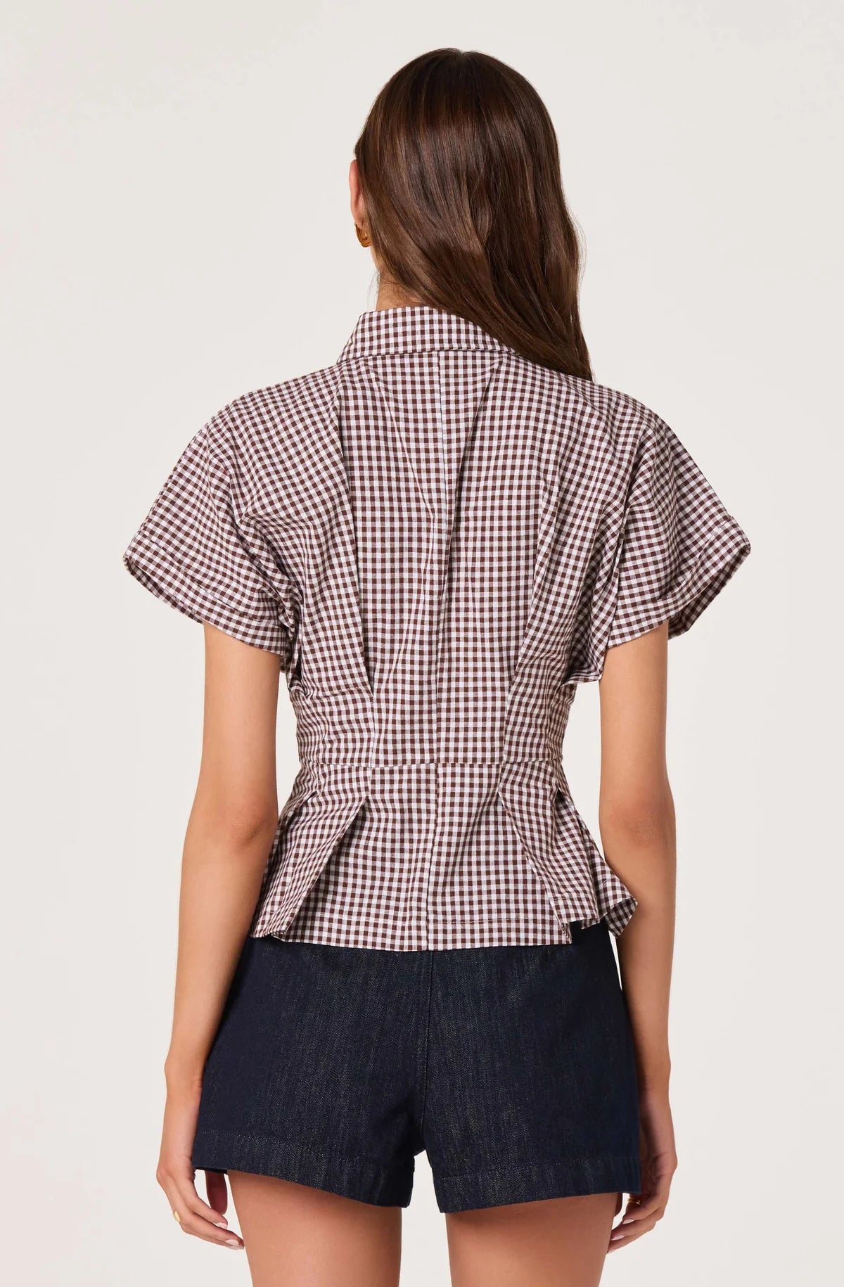 Astr Beck Pleated Button-Front Top