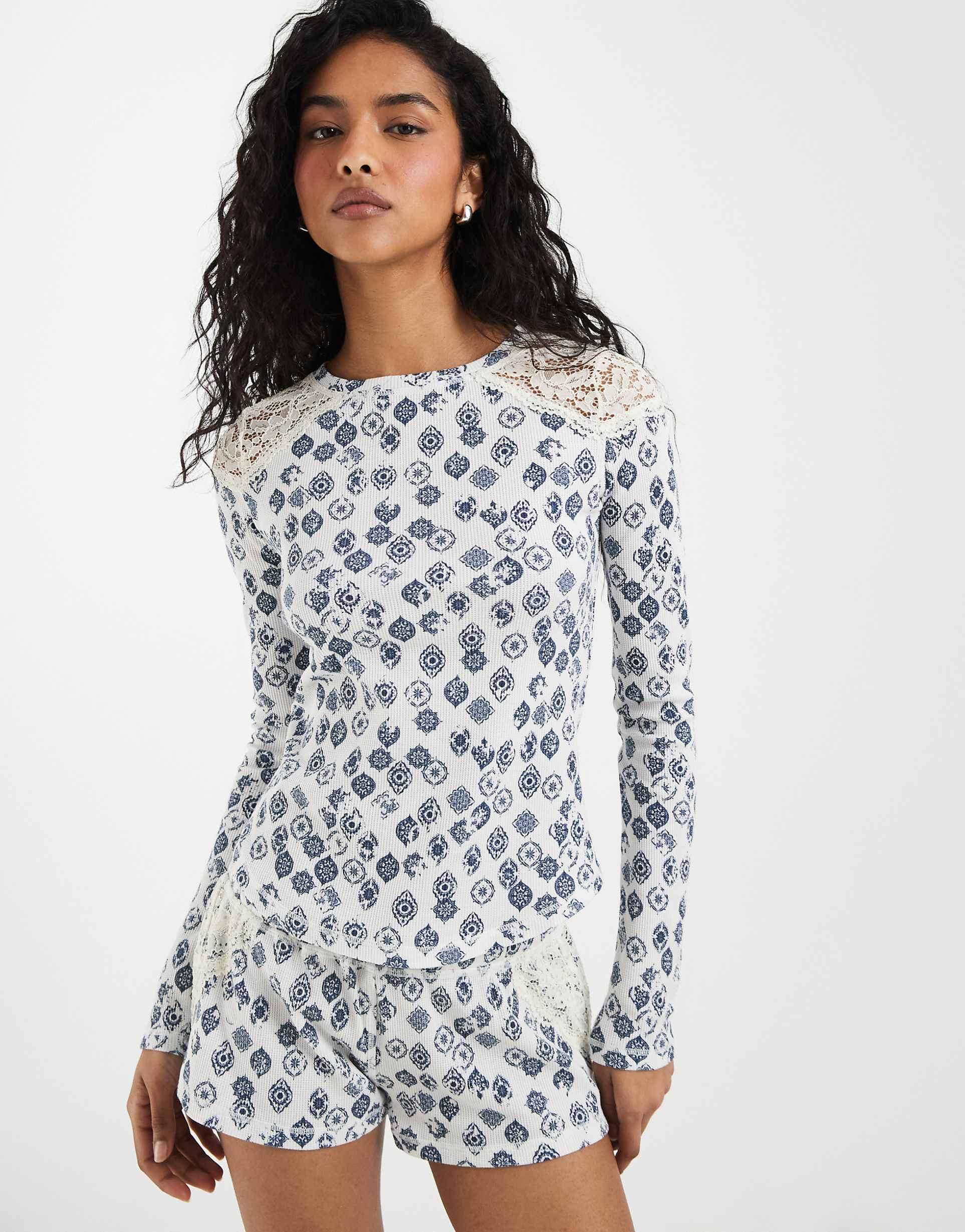 Free People Lace Shoulder Top