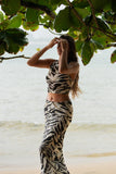 Stillwater Mesh Slinky Fold Down Maxi Skirt - Animal Print