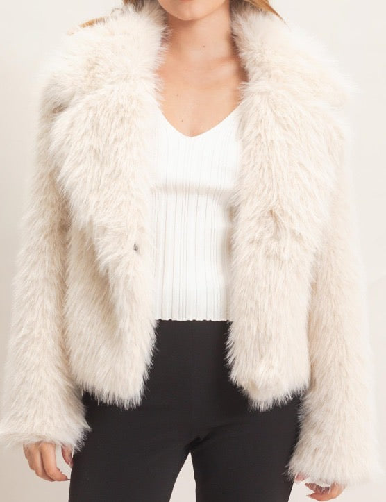 HYFVE Faux Fur Coat - Cream