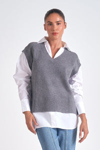 Elan Grey Sweater Vest Collared Shirt