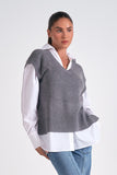 Elan Grey Sweater Vest Collared Shirt