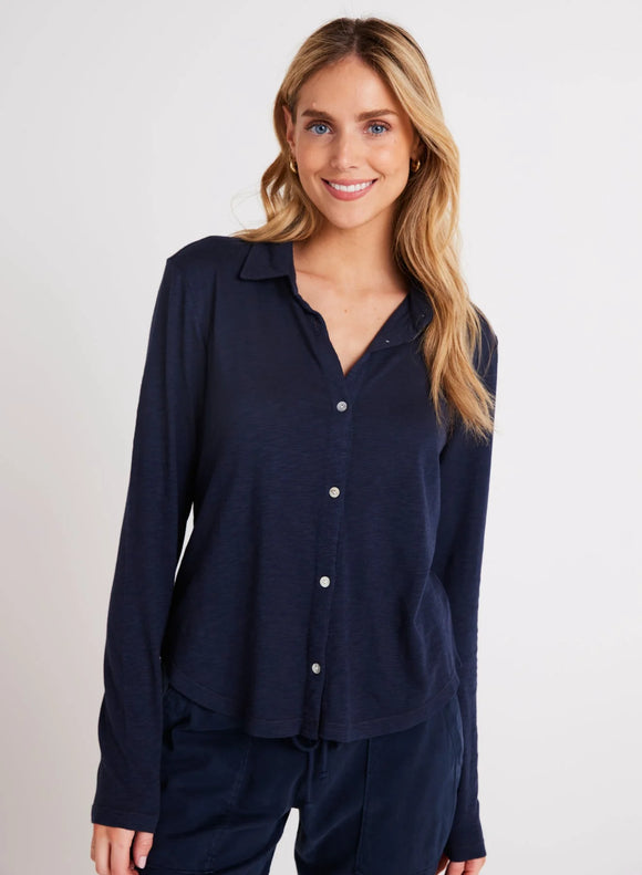 Bella Dahl Button Up Navy Knit Top